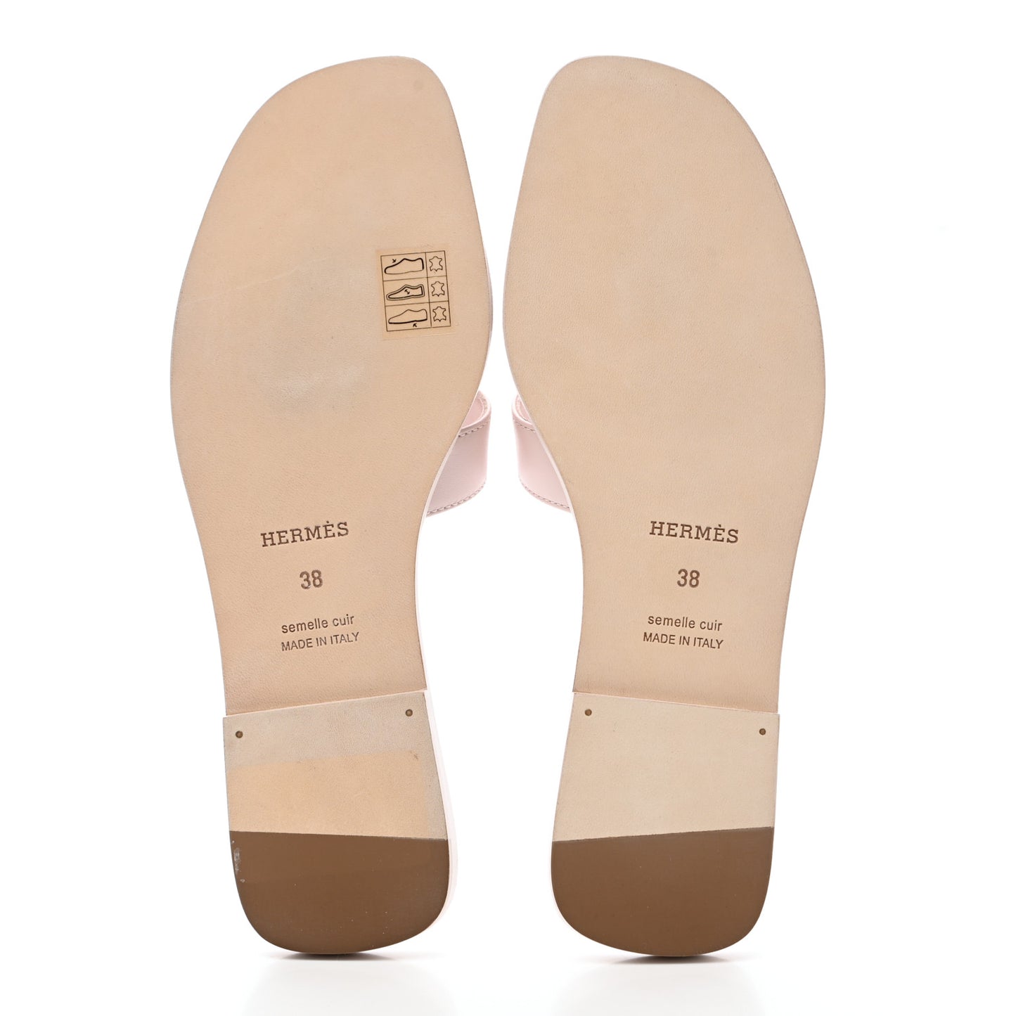 Box Calfskin Oran Sandals 38 Rose Pale