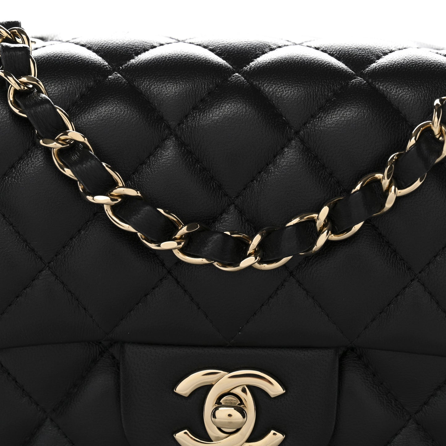 Lambskin Quilted Mini Square Flap Black