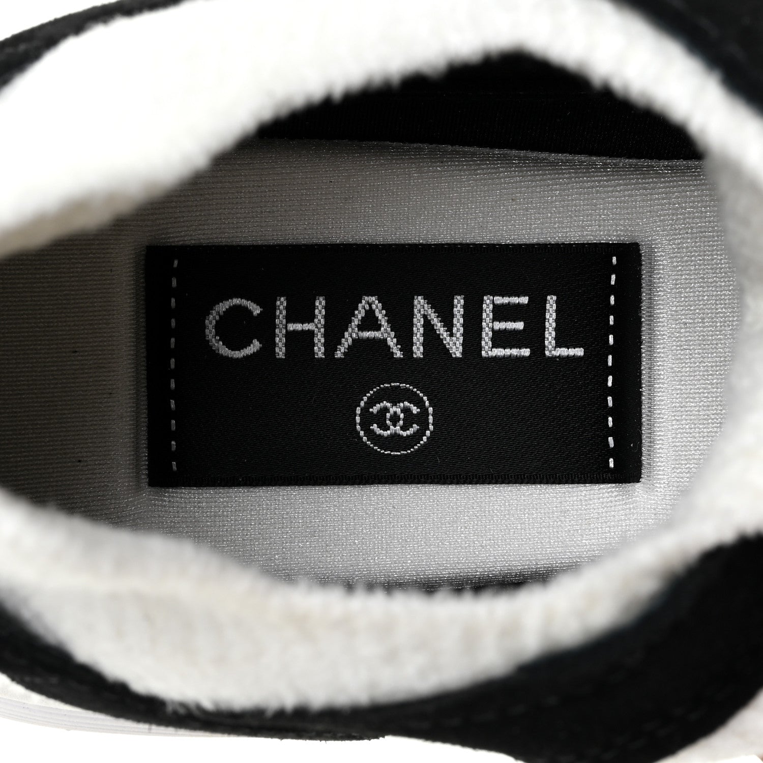 Chanel Fabric Suede Calfskin CC Sneakers 36.5 White Black 8 of 11