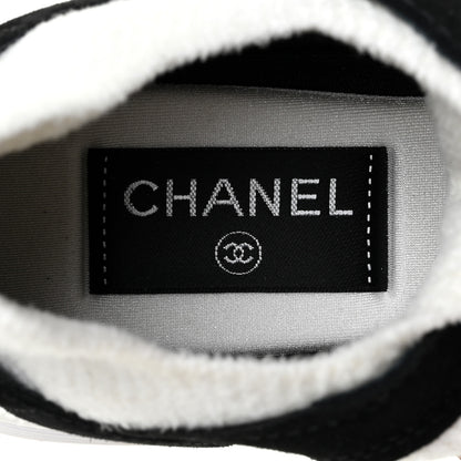 Chanel Fabric Suede Calfskin CC Sneakers 36.5 White Black 8 of 11