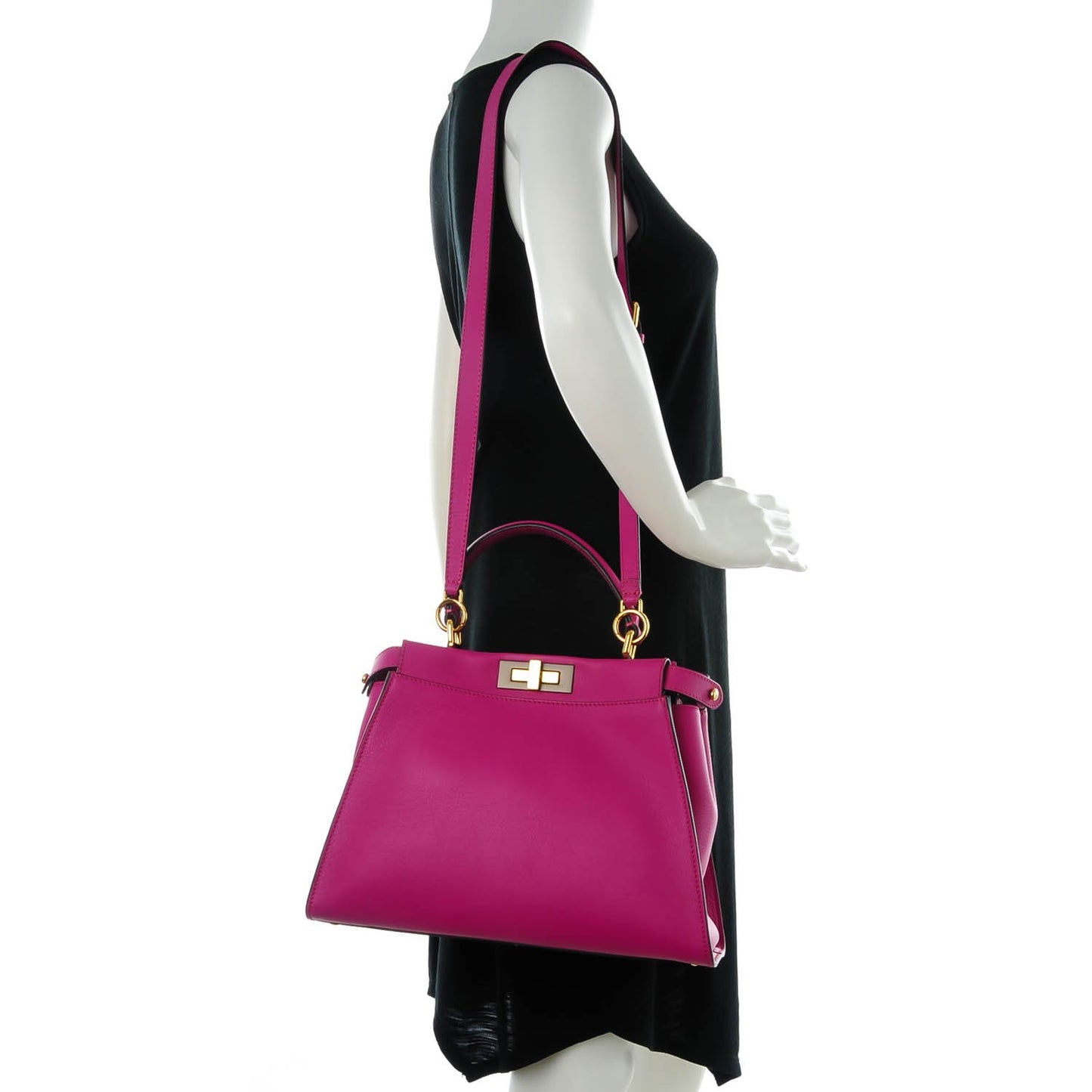 Vitello Seta Medium Peekaboo Iconic Satchel Magenta