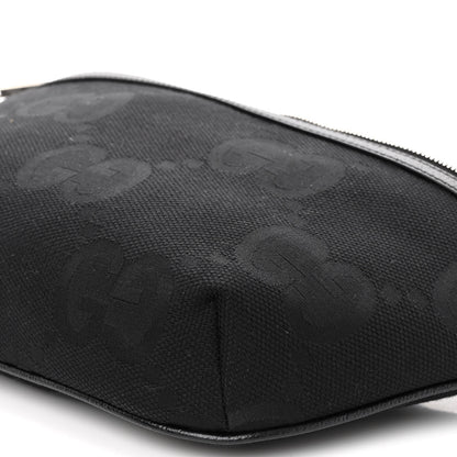 Gucci Monogram Jumbo GG Textured Dollar Calfskin Web Belt Bag Black 9 of 10