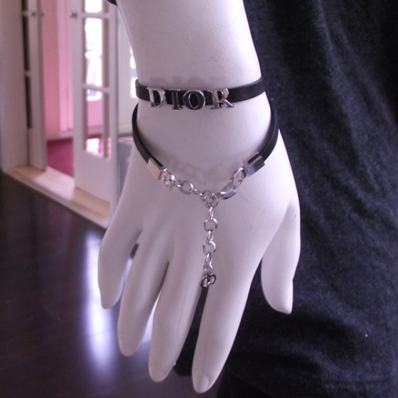 Christian Dior Leather Logo Bracelet / Choker 2 of 5