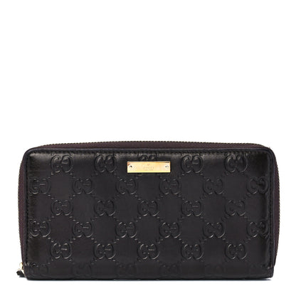 Gucci Guccissima Margaux Calfskin Metal Bar Zip Around Wallet Chocolate 1 of 10