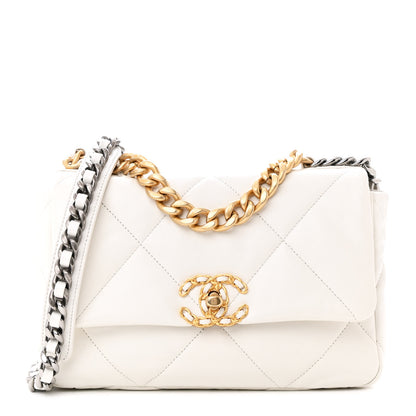Chanel Lambskin Quilted Medium Chanel 19 Flap White 1 of 15