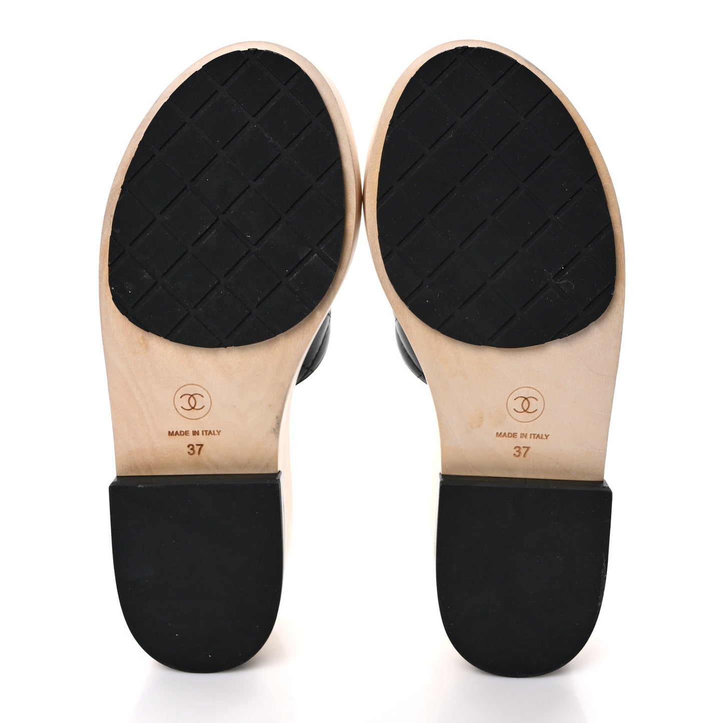 Lambskin CC Mule Sandals 37 Black Beige