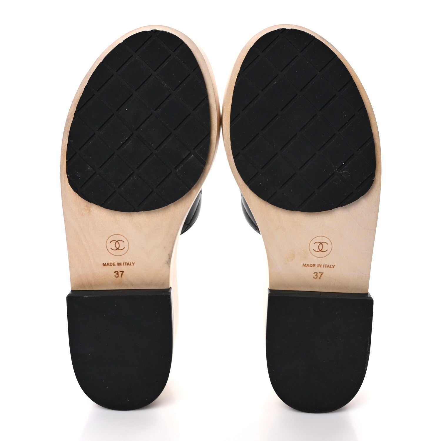Chanel Lambskin CC Mule Sandals 37 Black Beige 5 of 9