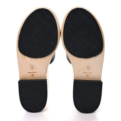 Chanel Lambskin CC Mule Sandals 37 Black Beige 5 of 9