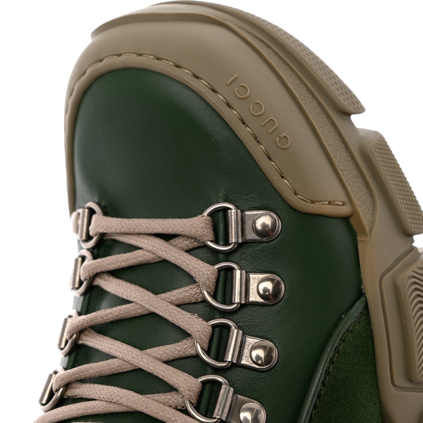 X SEGA Calfskin Suede Technical Canvas Womens Flashtrek High-Top Sneakers 39.5 Olive Green Ardesia