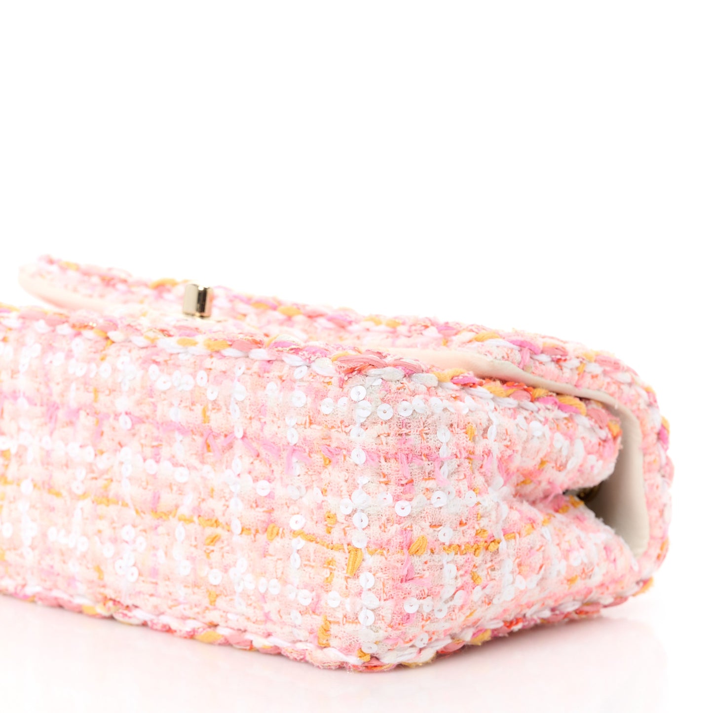 Tweed Braided Mini Rectangular Flap Pink Orange