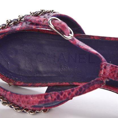 Chanel Shiny Python CC Chain Thong Sandals 41 Dark Pink 9 of 19