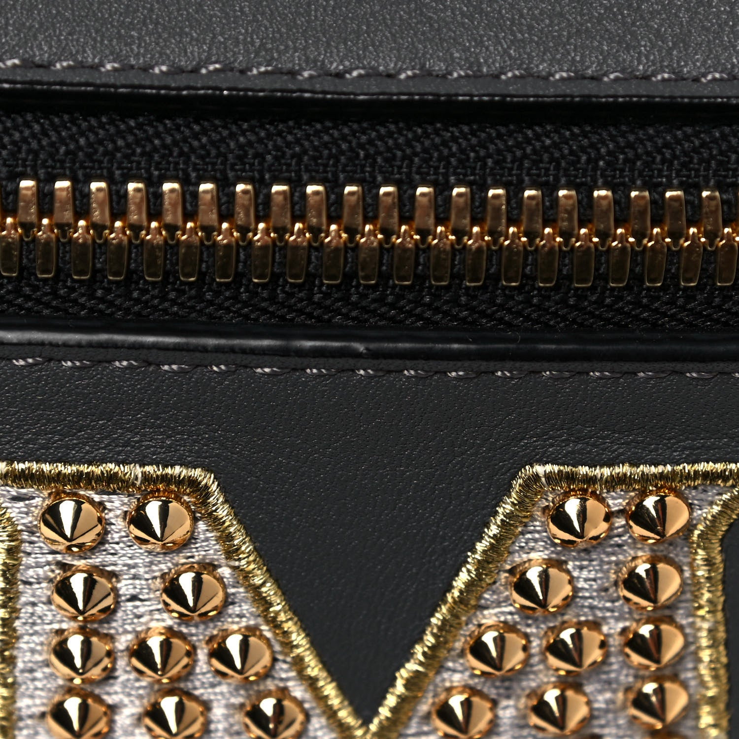 MCM Visetos Studded Small Studded Logo Stripe Backpack Black 13 of 14