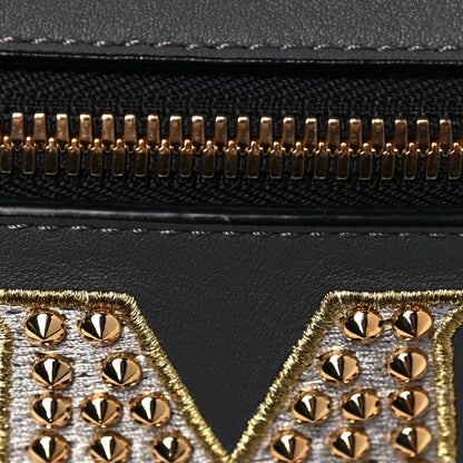 MCM Visetos Studded Small Studded Logo Stripe Backpack Black 13 of 14