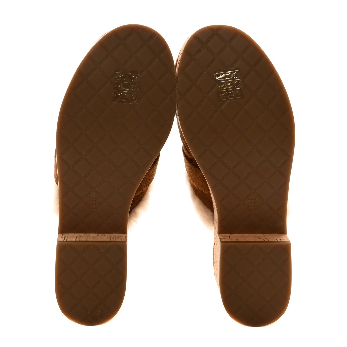 Suede Calfskin Shearling Turn Lock Clogs 37 Brown