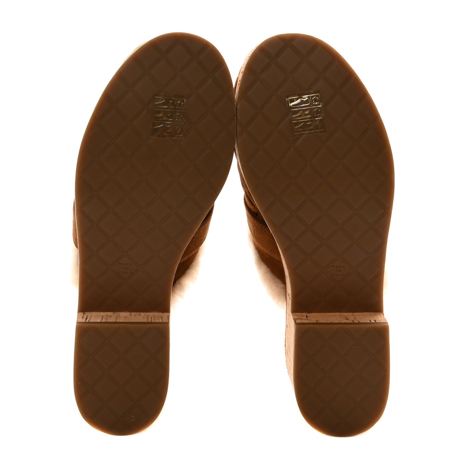 Chanel Suede Calfskin Shearling Turn Lock Clogs 37 Brown 6 of 9