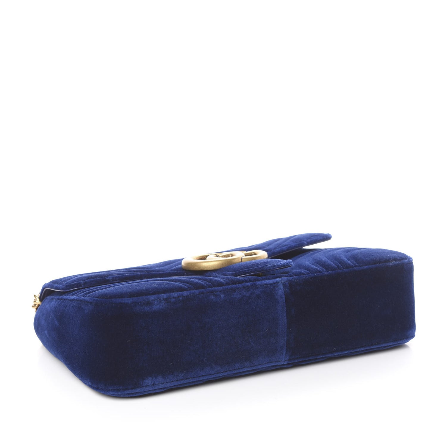 Velvet Matelasse Medium GG Marmont Shoulder Bag Cobalt Blue