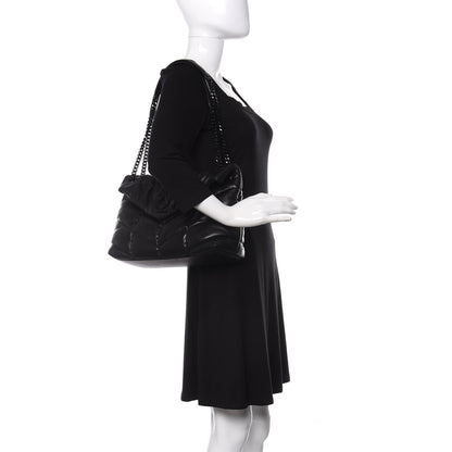 Saint Laurent Lambskin Quilted Medium Loulou Puffer Monogram Chain Satchel Black 2 of 10