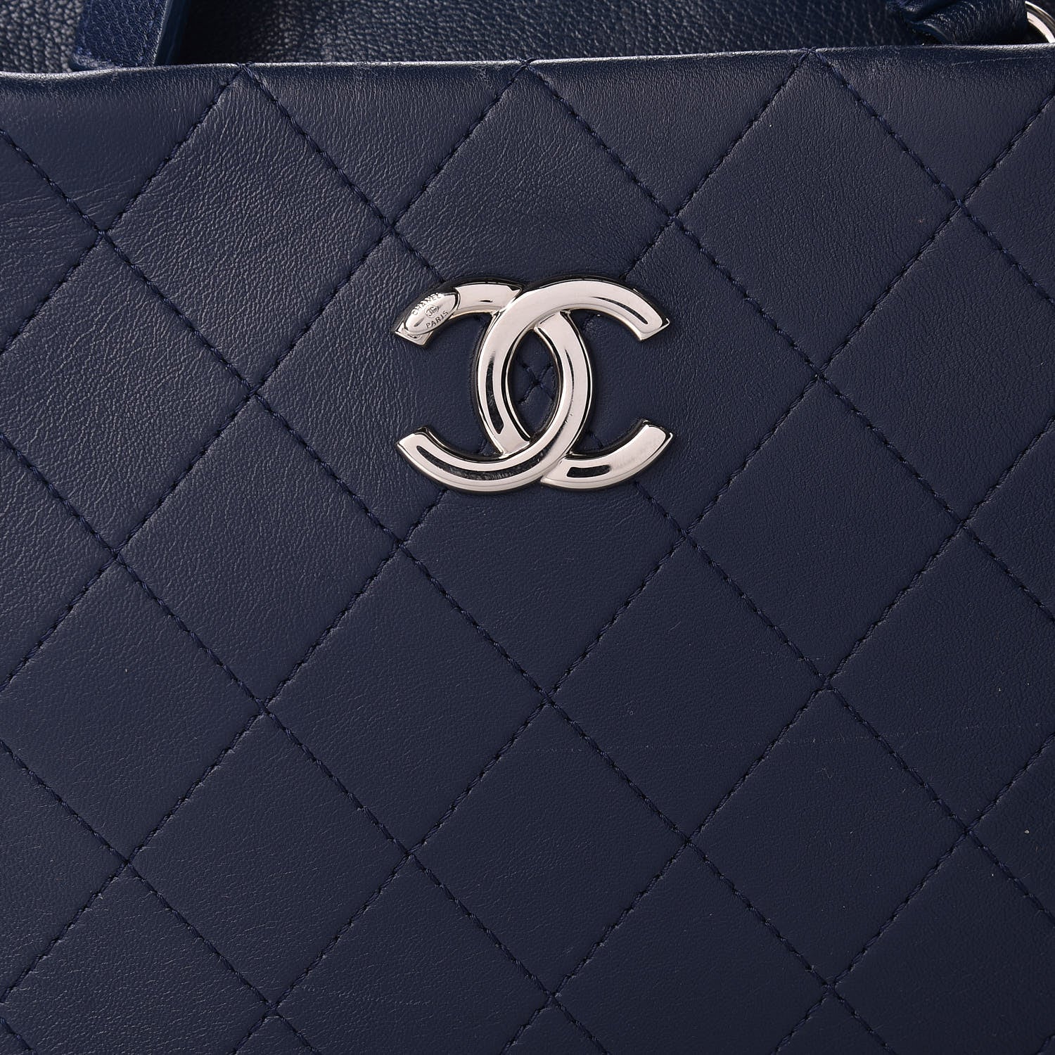 Chanel Grained Calfskin Stitched Large Magnetic Shopping Tote Blue 10 of 14