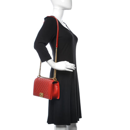 Chanel Lambskin Quilted Medium Boy Flap Red 2 of 14