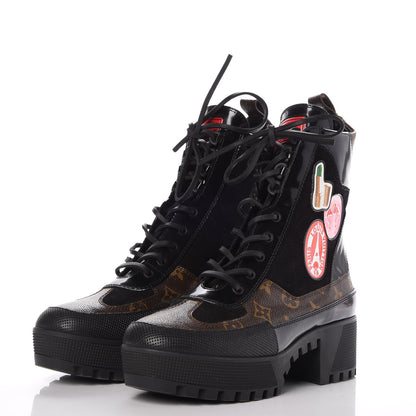 Louis Vuitton Suede Calfskin Monogram World Tour Platform Desert Boots 41 Black 3 of 7