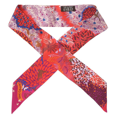 Hermes Silk Dans un Jardin Anglais Twilly Fuchsia Rouge Bleu Roy 1 of 5