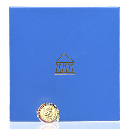 Temple St. Clair 18K Yellow Gold Sapphire Large Angel Rainbow Ring 53 6.25 6 of 6