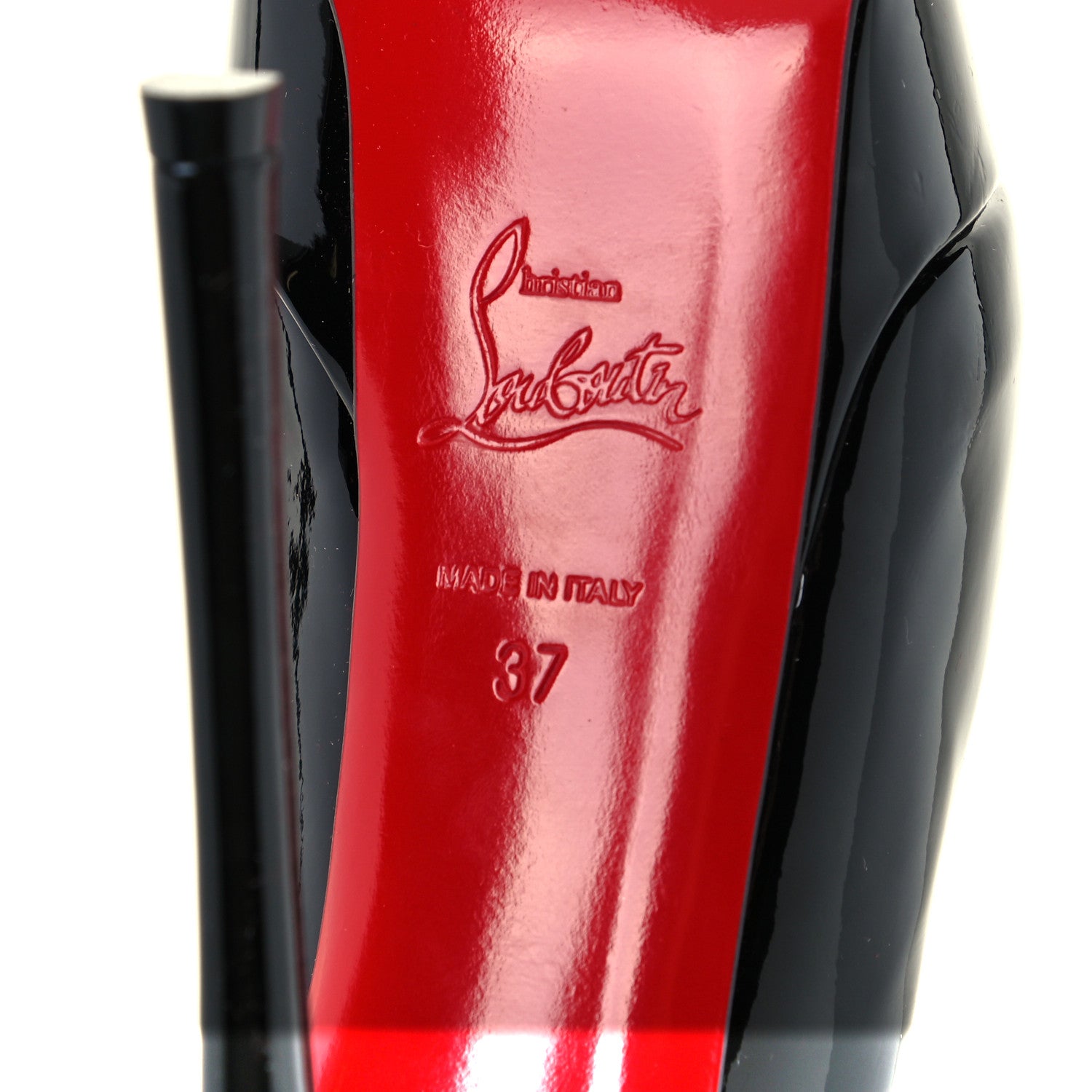 Christian Louboutin Patent Chick Up Alta 150 Peep Toe Pumps 37 Black 8 of 10