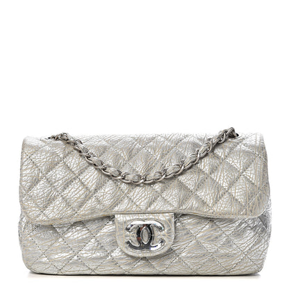 Chanel Calfskin Mirror CC Crackled Flap Silver 1 of 12