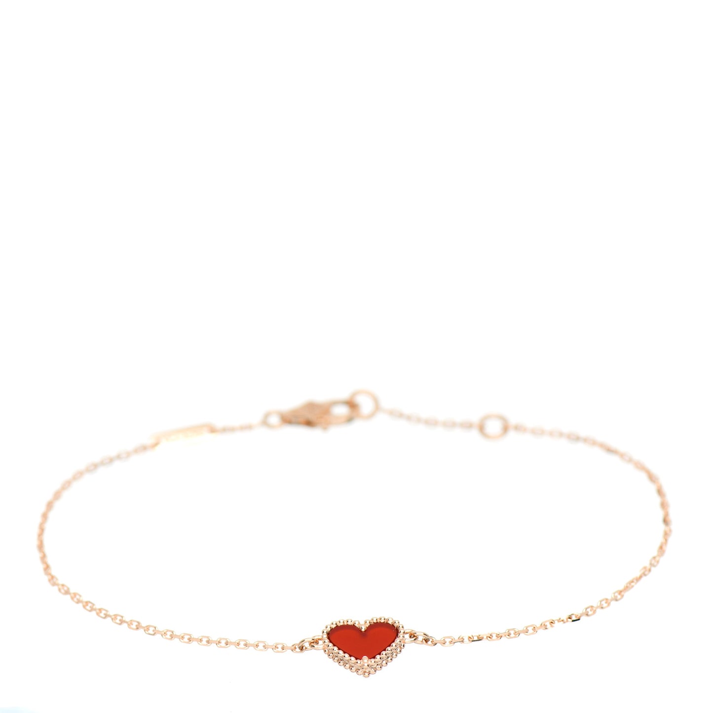 18K Rose Gold Carnelian Sweet Alhambra Heart Bracelet