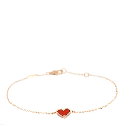 Van Cleef & Arpels 18K Rose Gold Carnelian Sweet Alhambra Heart Bracelet 1 of 5