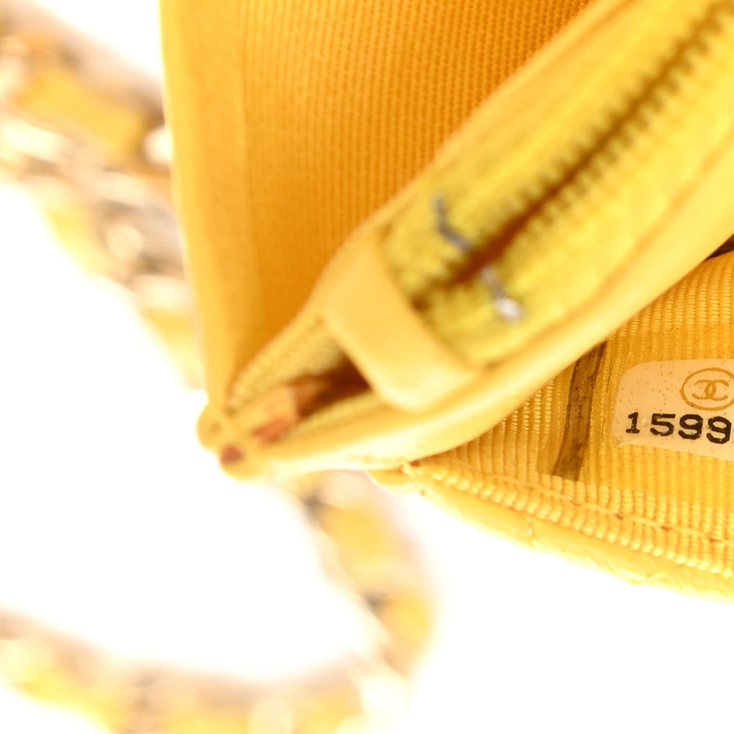 Lambskin Quilted Wallet on Chain WOC Yellow