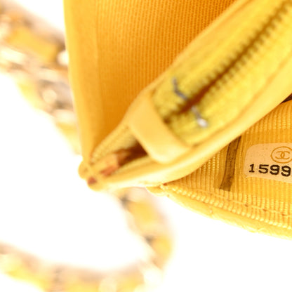 Chanel Lambskin Quilted Wallet on Chain WOC Yellow 7 of 9