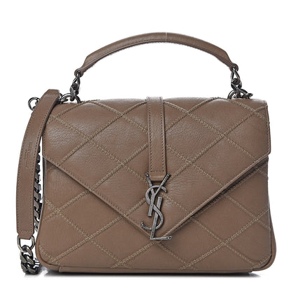 Saint Laurent Calfskin Matelasse Diamond Quilted Monogram Medium College Bag Brown 1 of 12