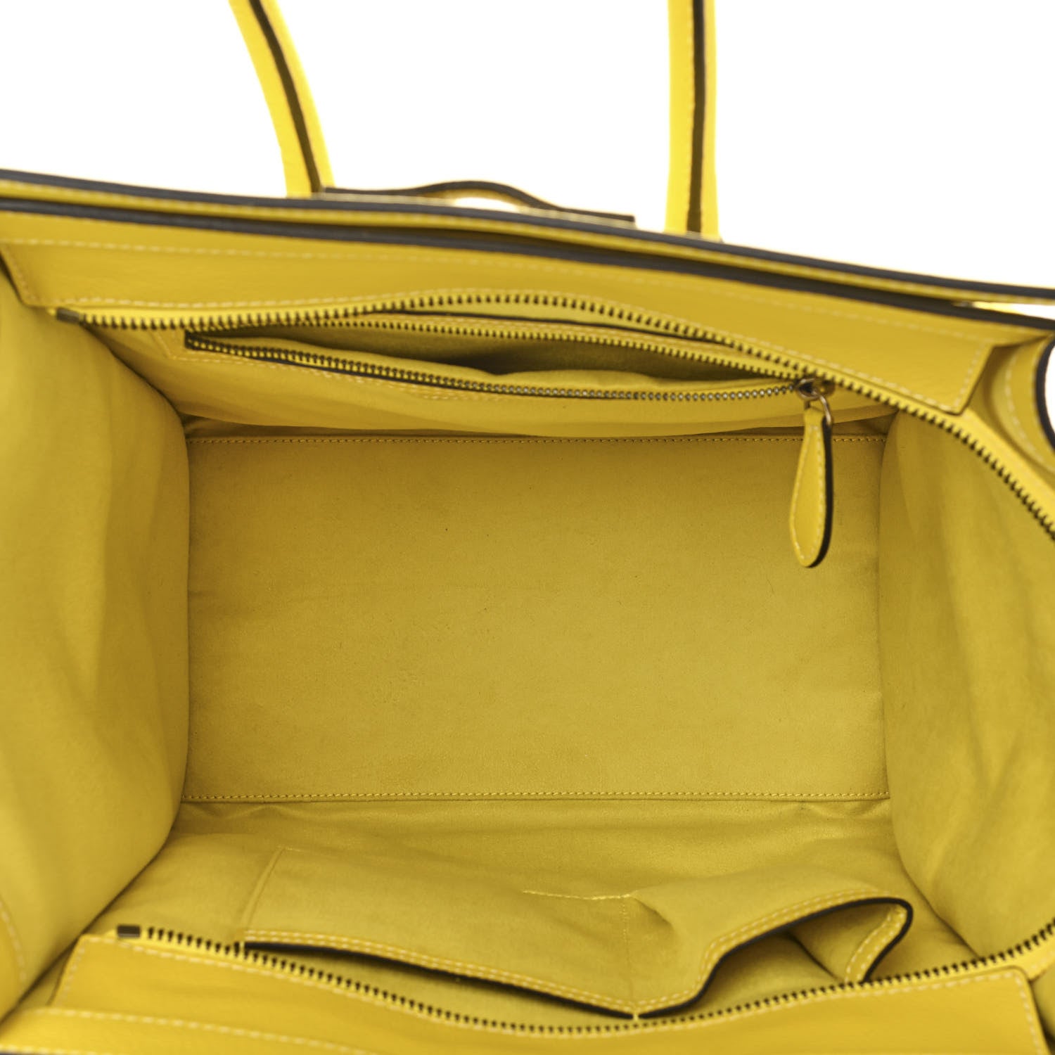 Celine Drummed Calfskin Mini Luggage Citron 5 of 13