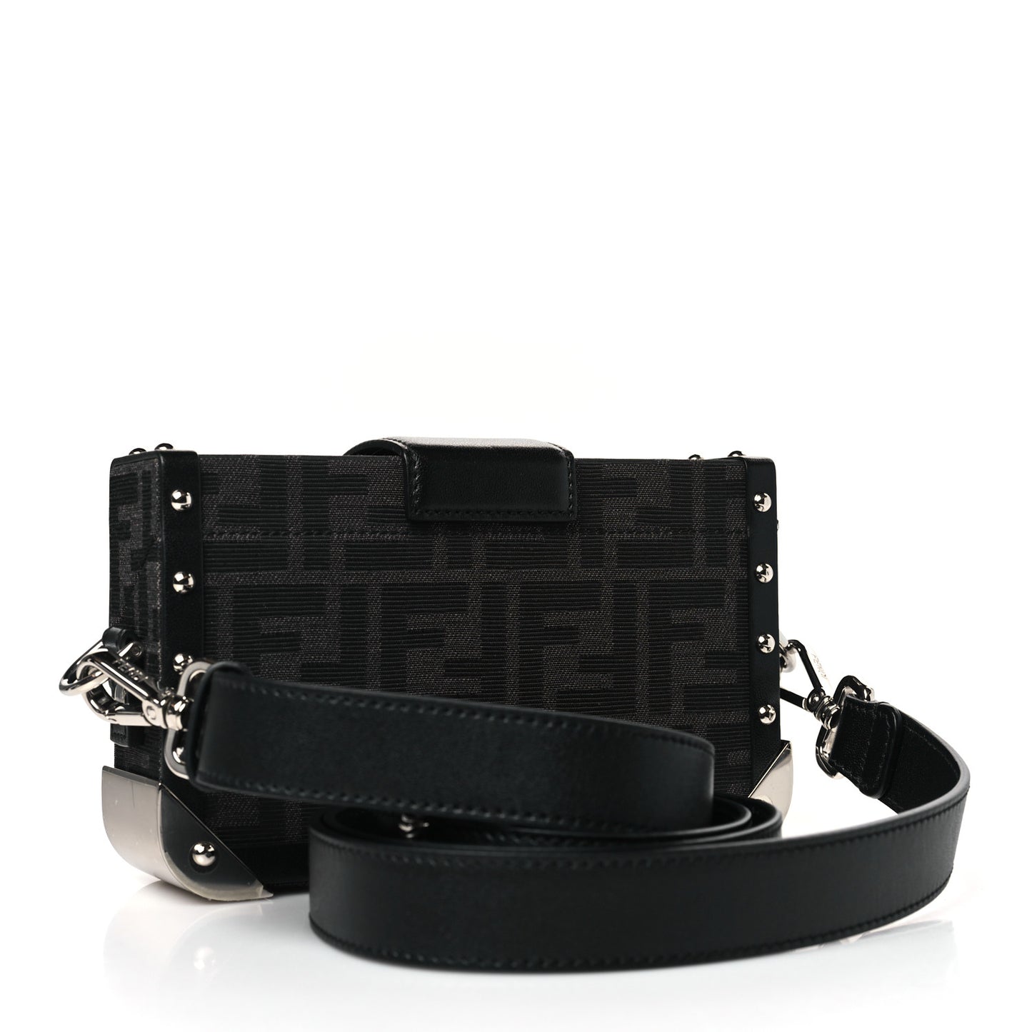 Recycled Fabric Jacquard Vitello Astro FF 1974 Mini Baguette Trunk Asfalto Black