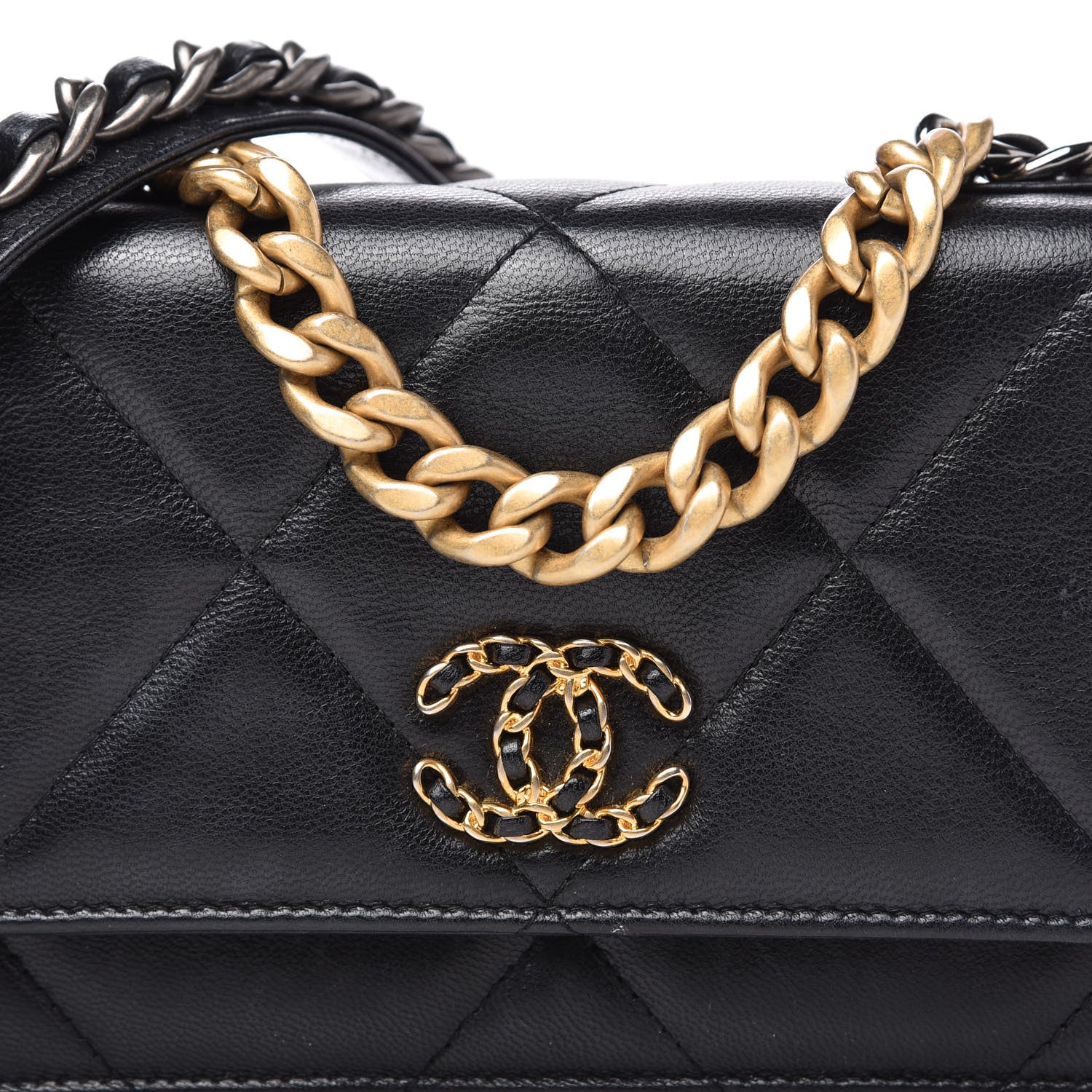 Chanel Lambskin Quilted Chanel 19 Wallet On Chain WOC Black 11 of 12