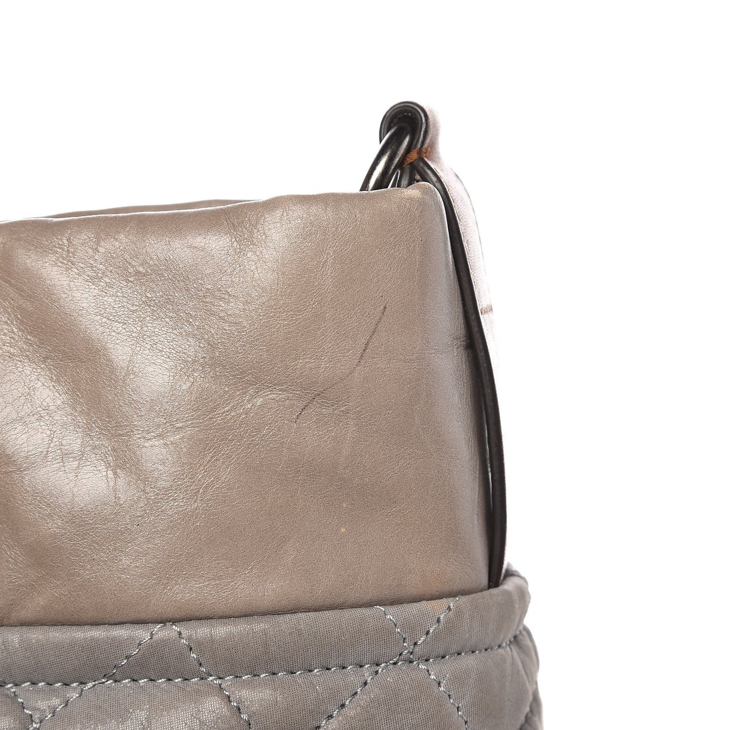 Iridescent Calfskin Quilted Small In The Mix Tote Grey