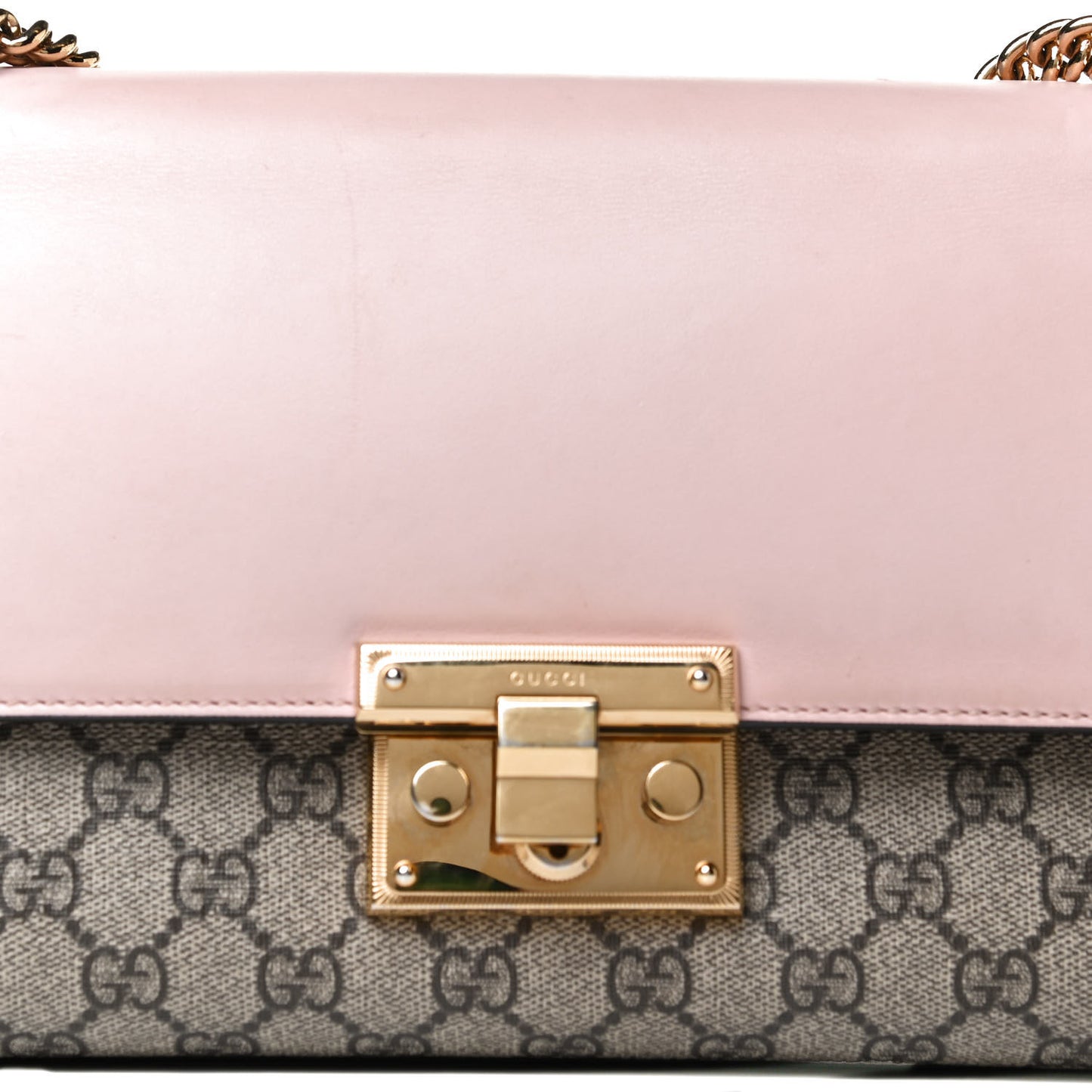 GG Supreme Monogram Calfskin Medium Padlock Shoulder Bag Beige Perfect Pink
