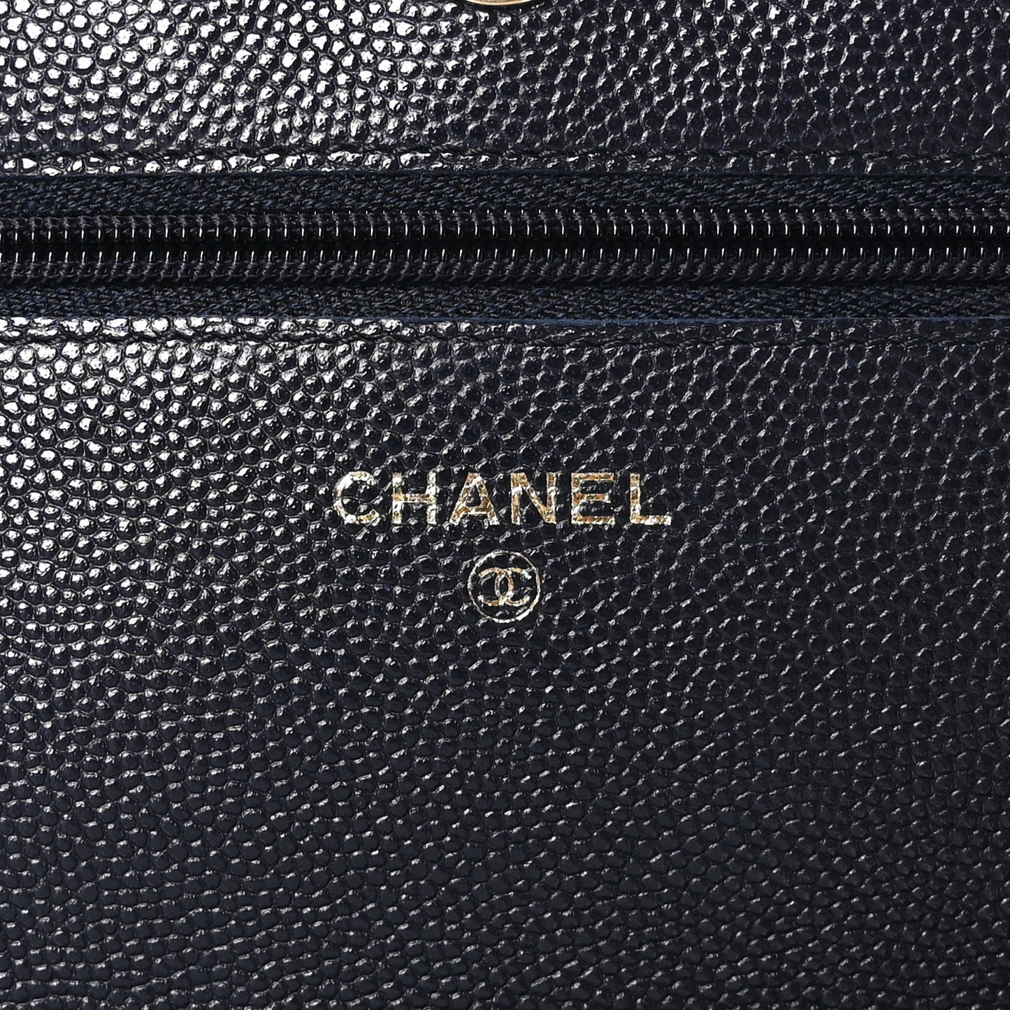 Caviar Quilted Wallet on Chain WOC Navy Blue