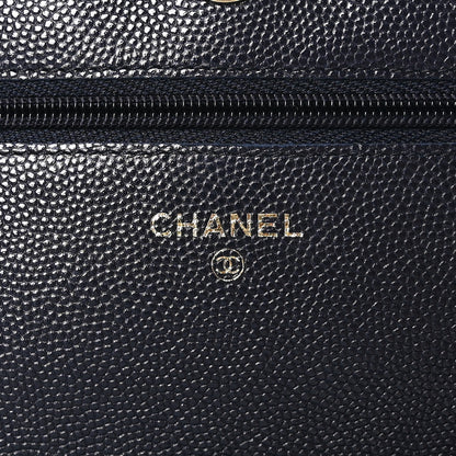 Chanel Caviar Quilted Wallet on Chain WOC Navy Blue 6 of 9