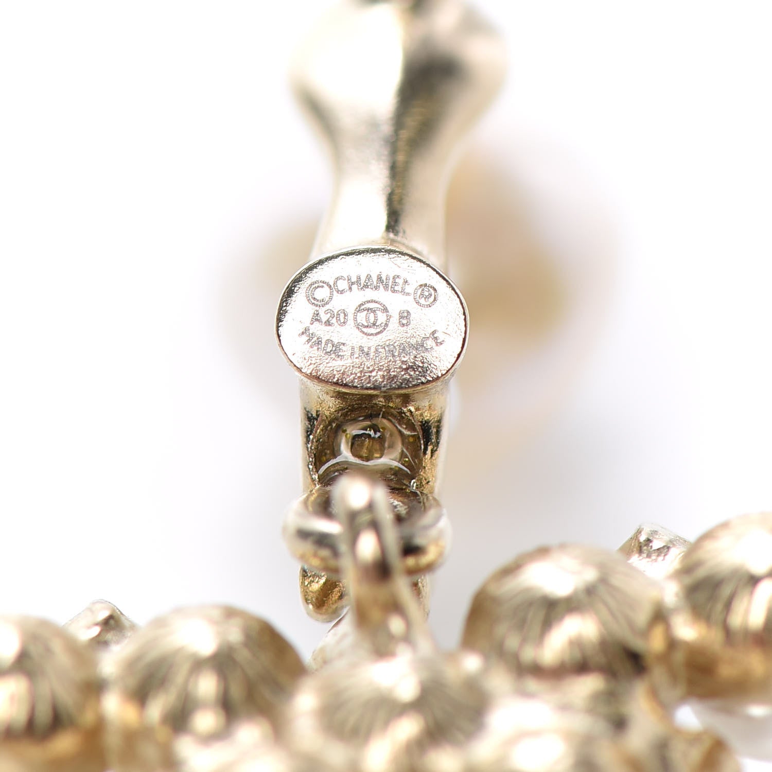 Chanel Crystal Pearl CC Drop Earrings Gold 4 of 4