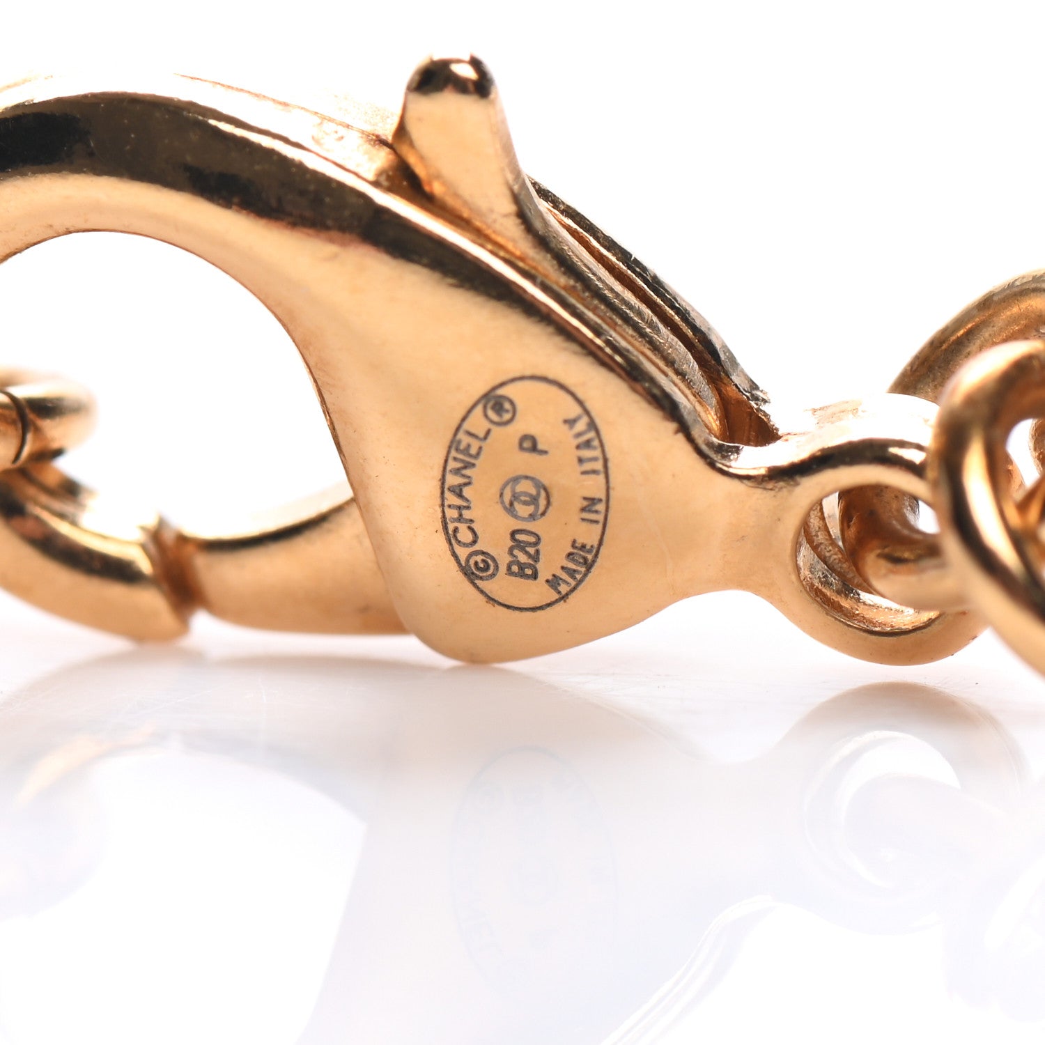Chanel Metal Crystal Pearl 90’s Icon Logo Necklace Gold 4 of 4