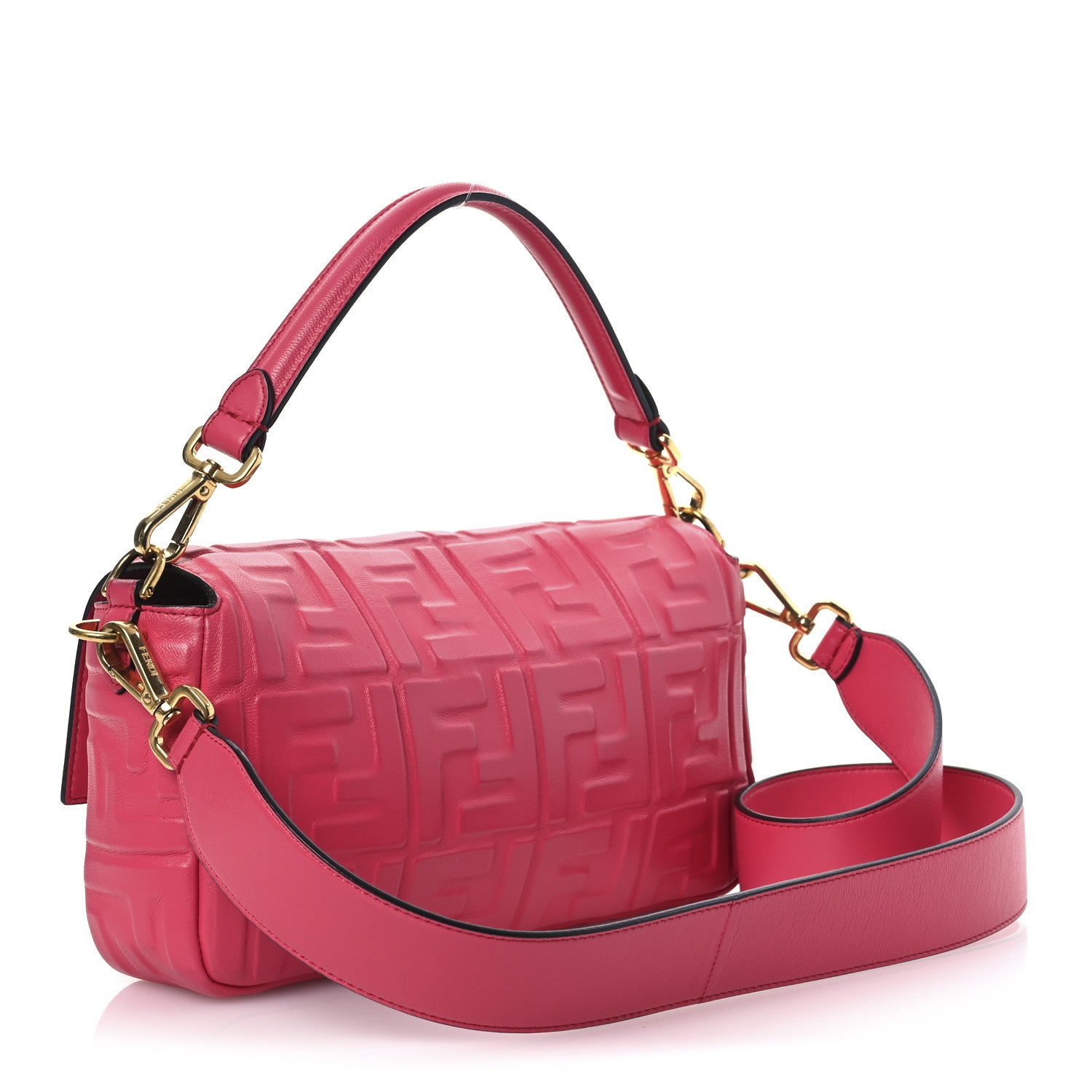 Fendi Nappa FF 1974 Embossed Baguette Lampone 3 of 13
