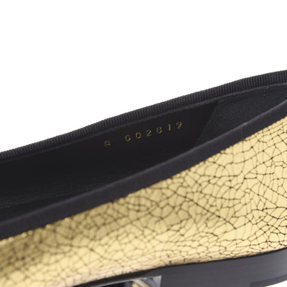 Chanel Metallic Calfskin Cap Toe CC Ballerina Flats 38 Gold 7 of 9