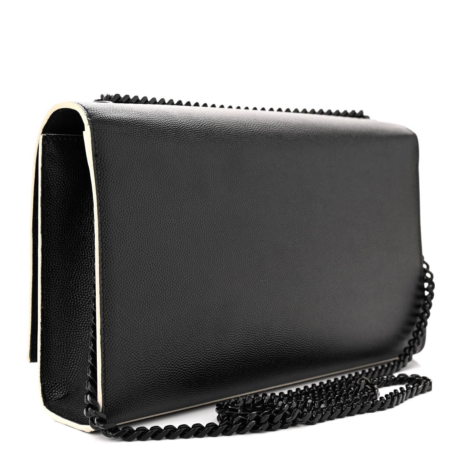 Saint Laurent Grain De Poudre Medium Classic Monogram Kate Satchel Black White 3 of 12