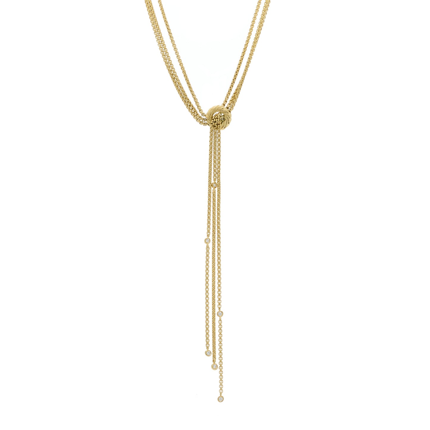 DAVID YURMAN 18K Yellow Gold Diamond Three Strand Lariat Tassel Necklace