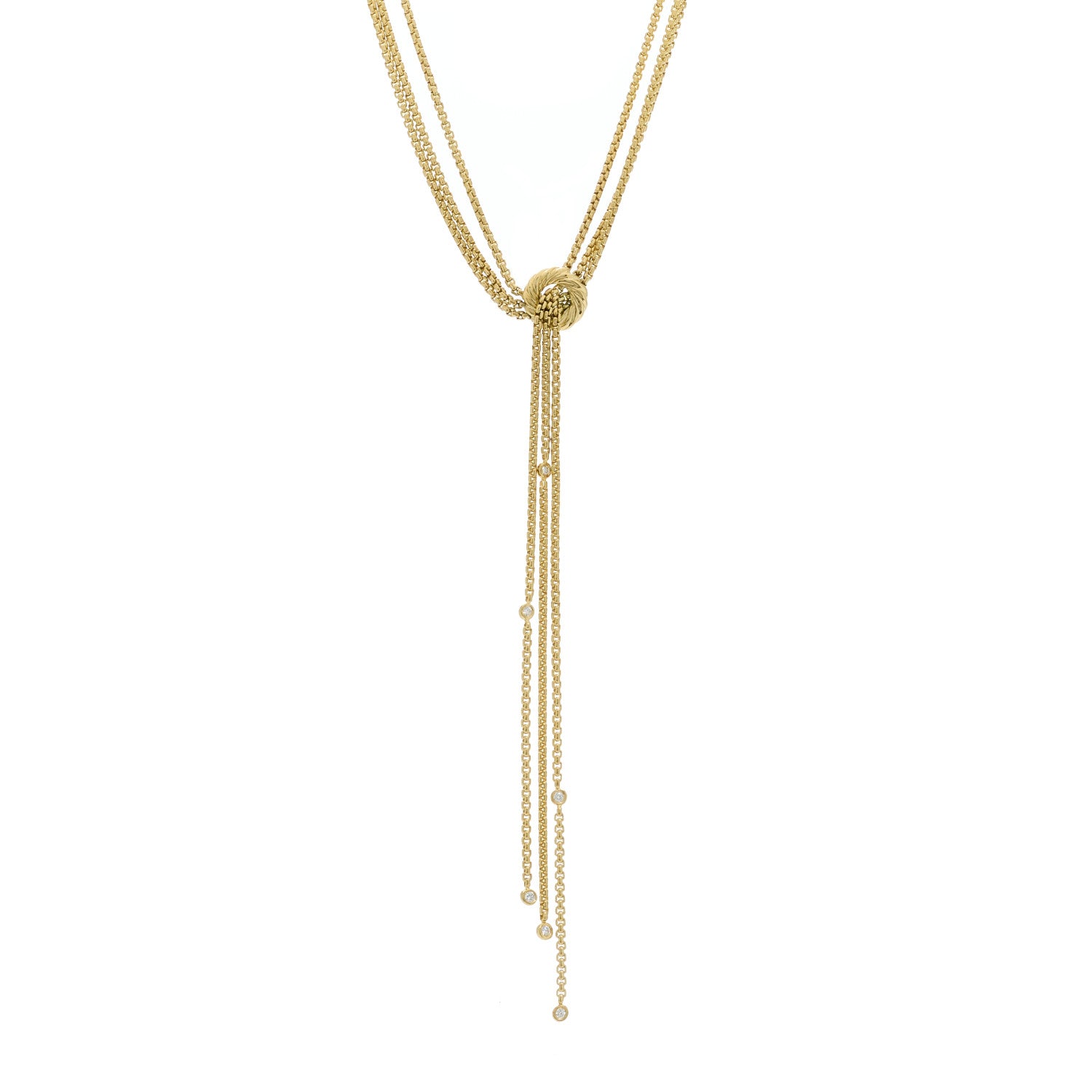 David Yurman DAVID YURMAN 18K Yellow Gold Diamond Three Strand Lariat Tassel Necklace 1 of 4