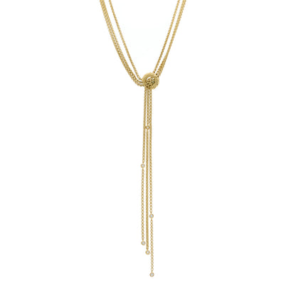 David Yurman DAVID YURMAN 18K Yellow Gold Diamond Three Strand Lariat Tassel Necklace 1 of 4