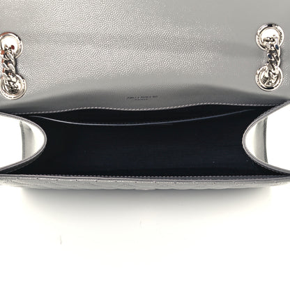 Saint Laurent Grain De Poudre Textured Mixed Matelasse Medium Triquilt Monogram Satchel New Stone 5 of 11