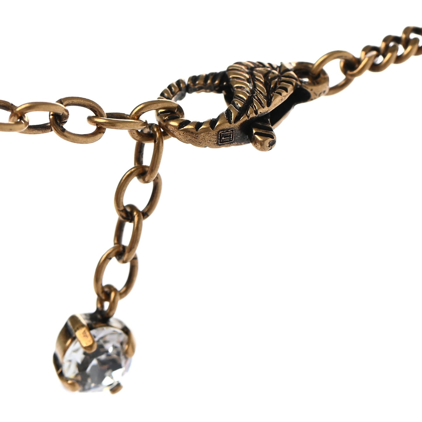 Crystal Embellished Double G Necklace Aged Gold